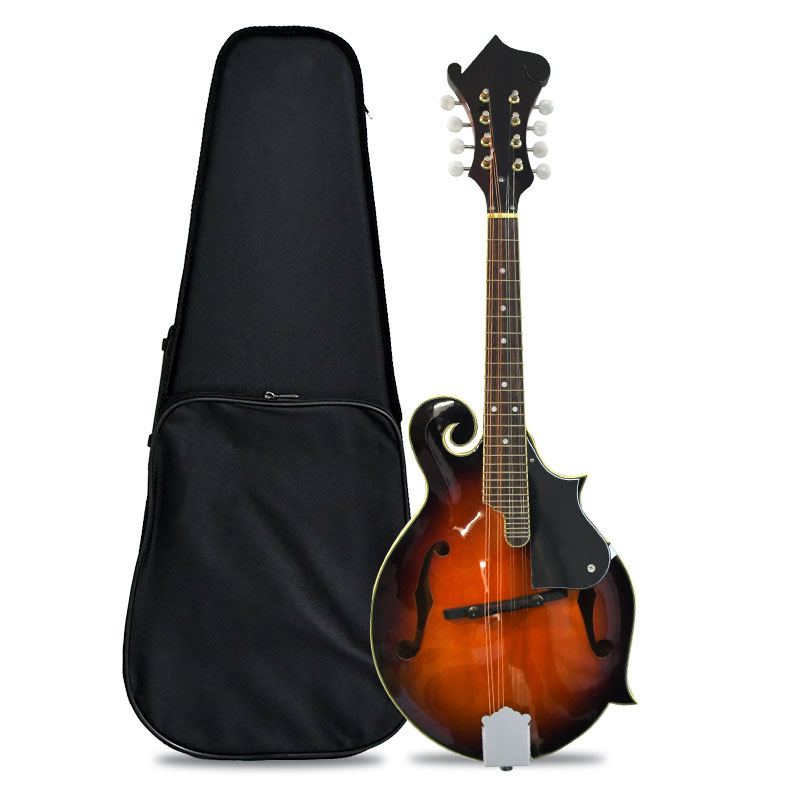 Mandolin A Style - Fスタイルマンドリン、8弦アコースティック楽器、サンバースト仕上げ、ケース付き、プロ品質のサウンド