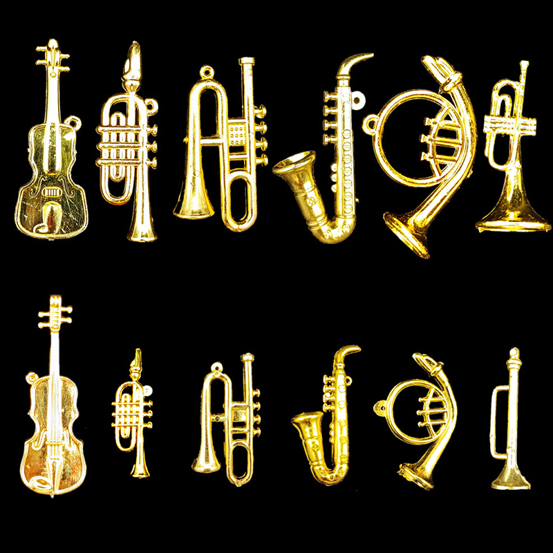 Musical Instrument Of - 5/10/20 個アソートスタイルゴールドカラーミニ楽器チェロトランペットミニチュアパーティー DIY 装飾学校賞品 ZYF