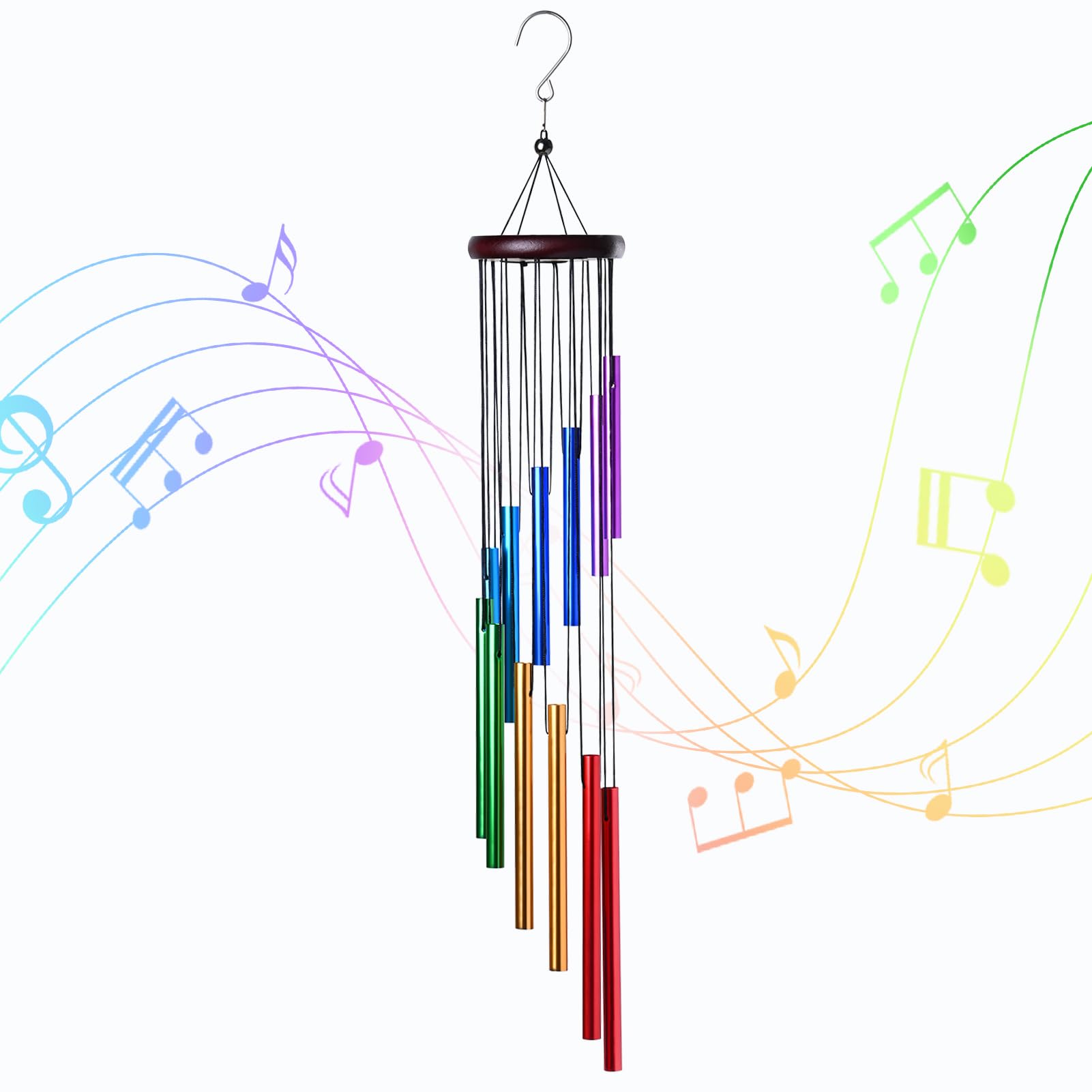 Wind Chime Tubular - 新しい12本のチューブ風鈴、アルミ製防水風鈴、家の屋外庭の装飾用の大きな風鈴