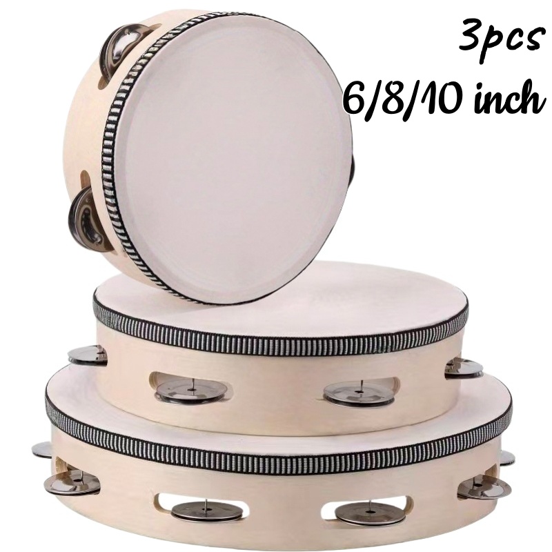 Musical Instrument Tambourine - 1/3 個木製タンバリン 6/8/10 インチハンドヘルドドラムベルパーカッション音楽教育楽器ギフト結婚式ゲーム教会パーティー用
