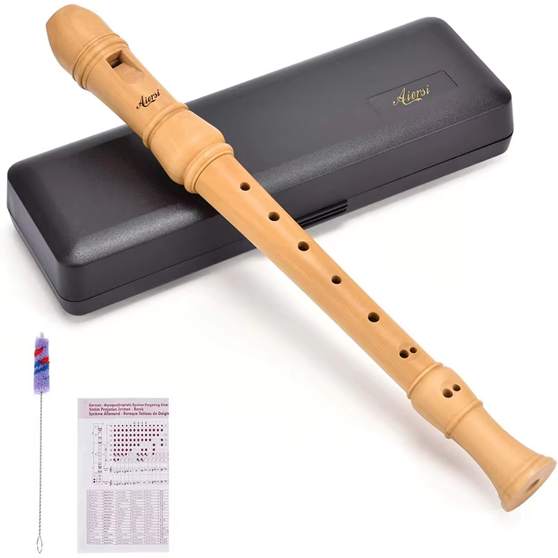 Recorder Baroque Style - Aisi germanまたはBaroqueスタイルのソプラノレコーダーフルート3ピースメイプルウッドプロフェッショナルcキーブロックフルート (ケース付き)