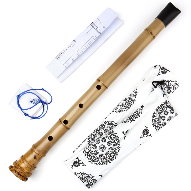 Shakuhachi Bamboo Flute - 尺八付き縦型竹笛、木管楽器、5穴、木製楽器、dキー、保護カバー