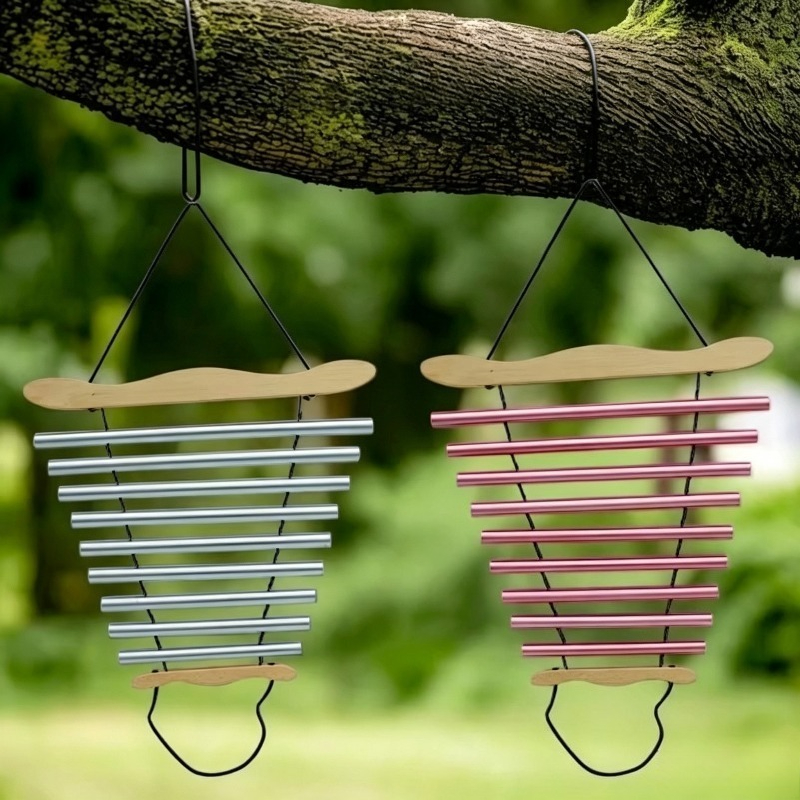 Wind Chime Tubular - 432HZプロフェッショナルサウンドビーム9トーンポータブル屋外瞑想用ウィンドチャイム、吊り下げ式管状アルミニウム製サウンドヒーリングウィンドチャイム