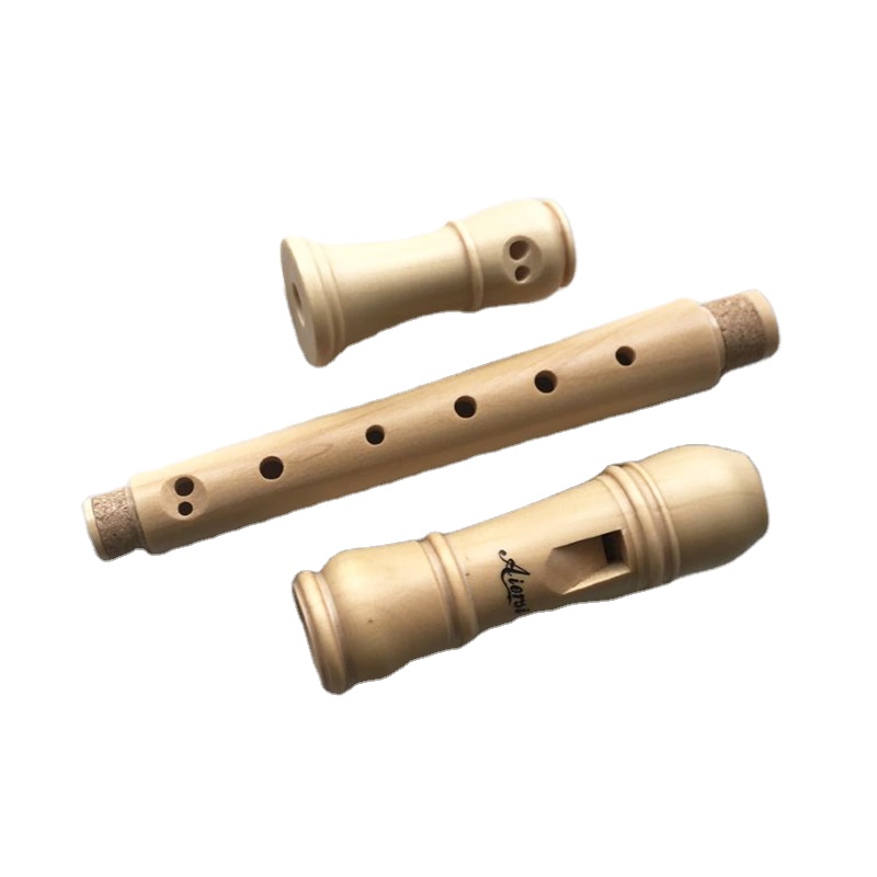 Recorder Baroque Style - 3本の無垢材メープル8穴ソプラノリコーダー、バロックまたはドイツ式フィンガースタイルフルート木管楽器