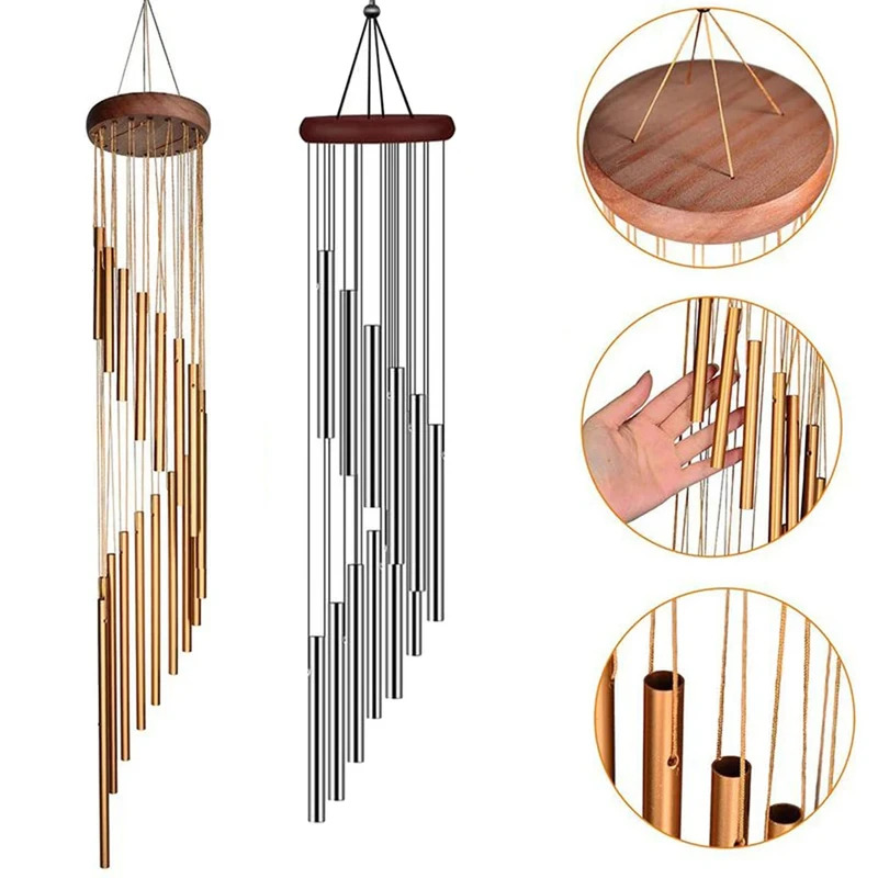 Wind Chime Tubular - 金属アルミニウムチューブ風鈴、フック付き、屋外ガーデン装飾、ホームウェディングパーティー記念装飾ギフト