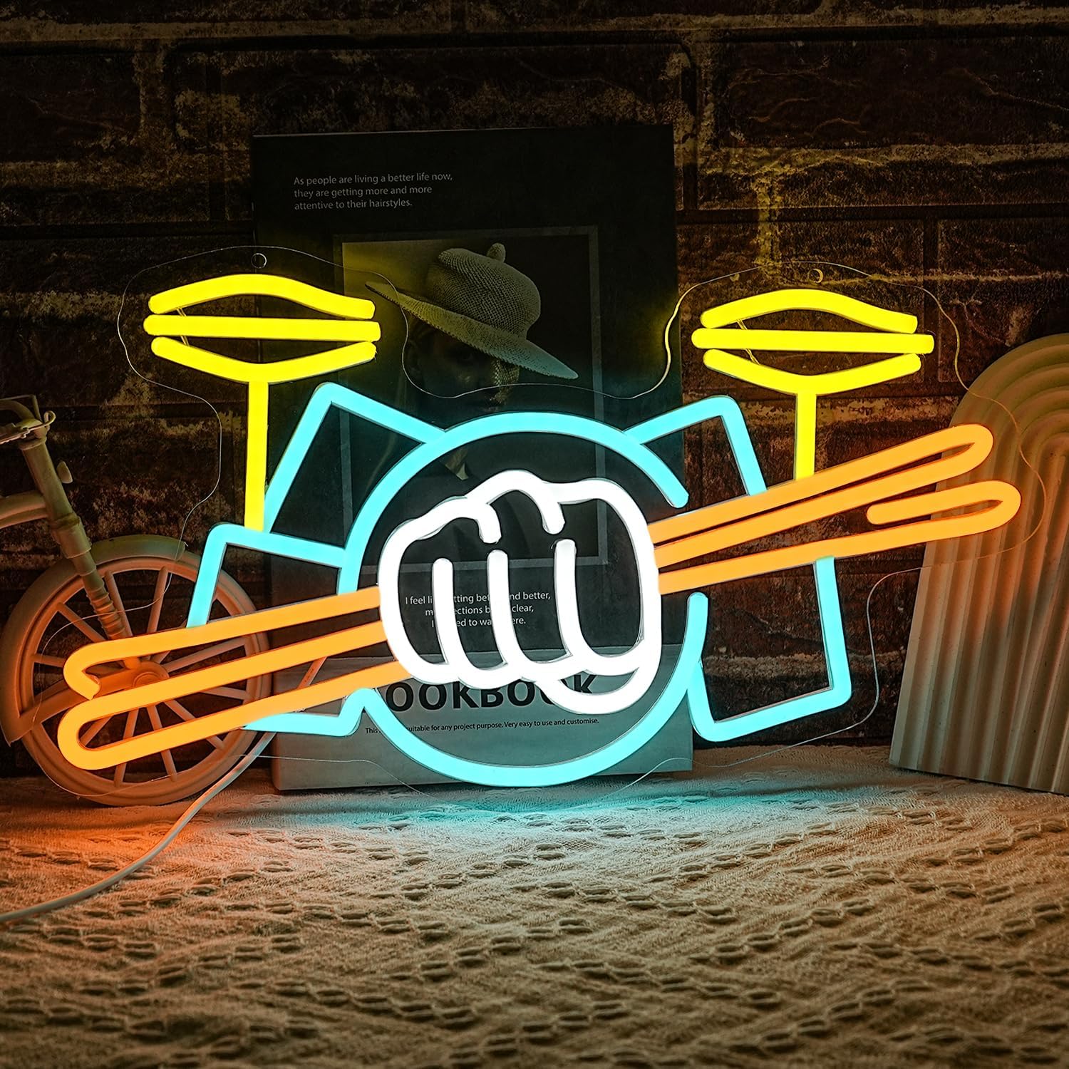 ドラムセットネオンサインUSB電源式楽器LEDネオンライト、 - Musical Instrument Of のレビューと価格