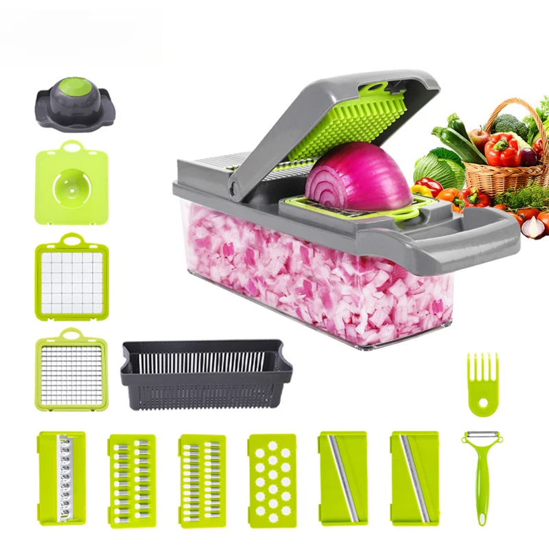 16 in 1多機能野菜チョッパー、玉ねぎダイサー、スライサ - Mandolin A Style のレビューと価格