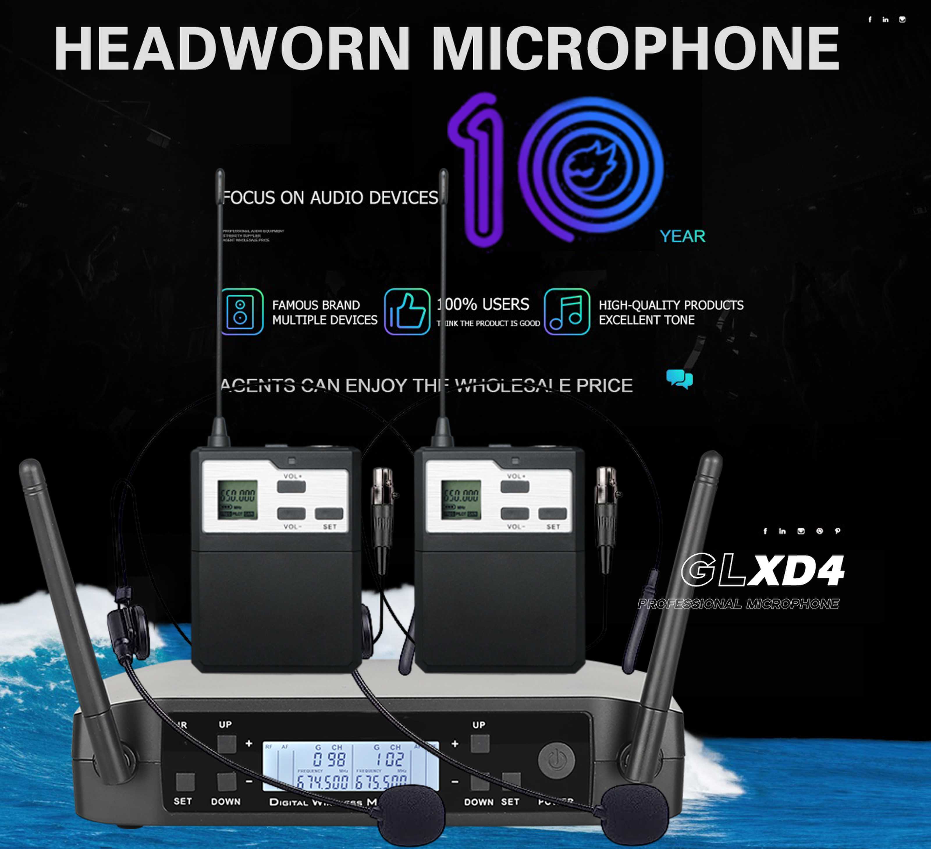 UHFワイヤレスヘッドセットマイク、33フィートの伝送範囲、 - Shure Mic Sm58 のレビューと価格
