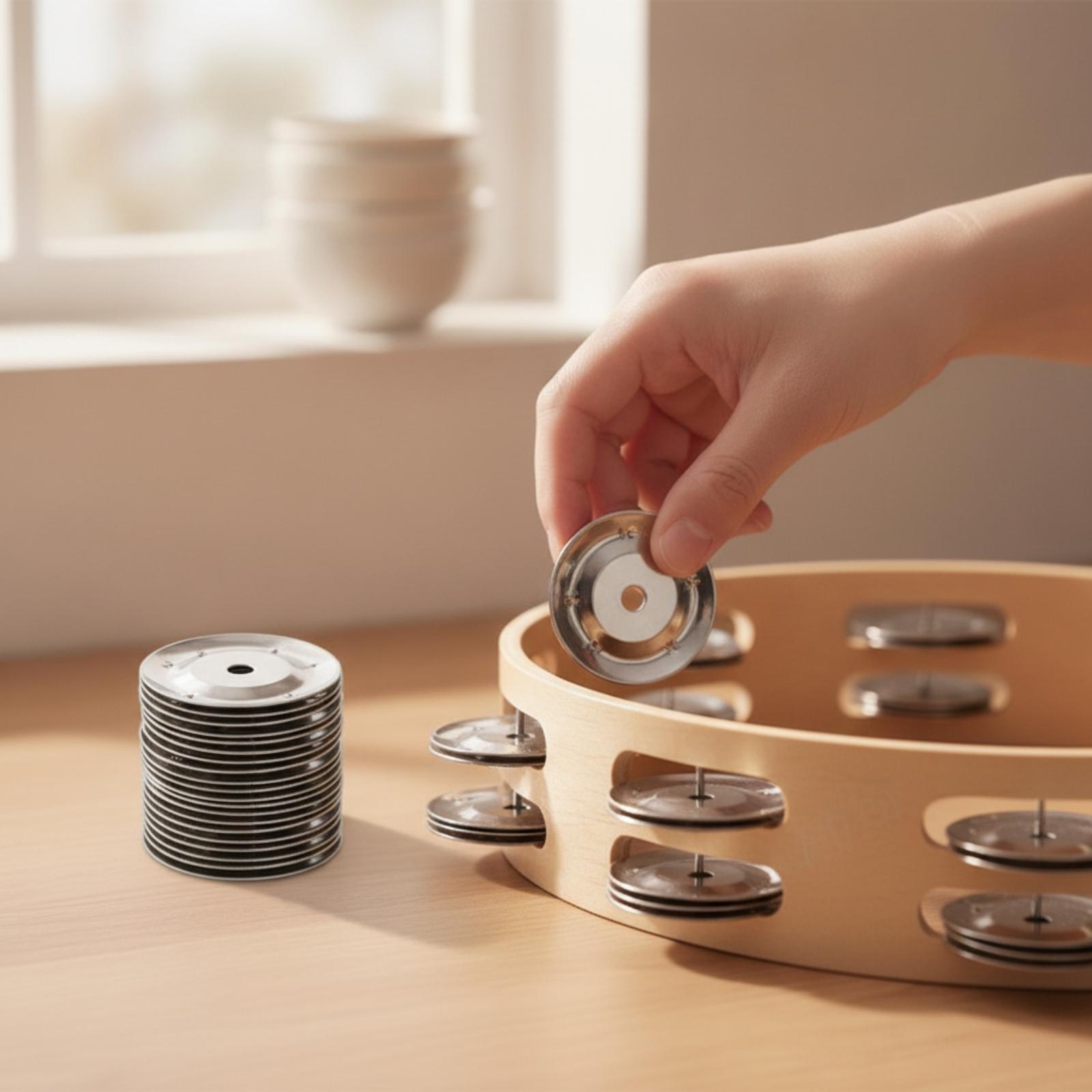 50個 スチール製タンバリンベル 丸型工業用プレート 滑らか - Musical Instrument Tambourine のレビューと価格