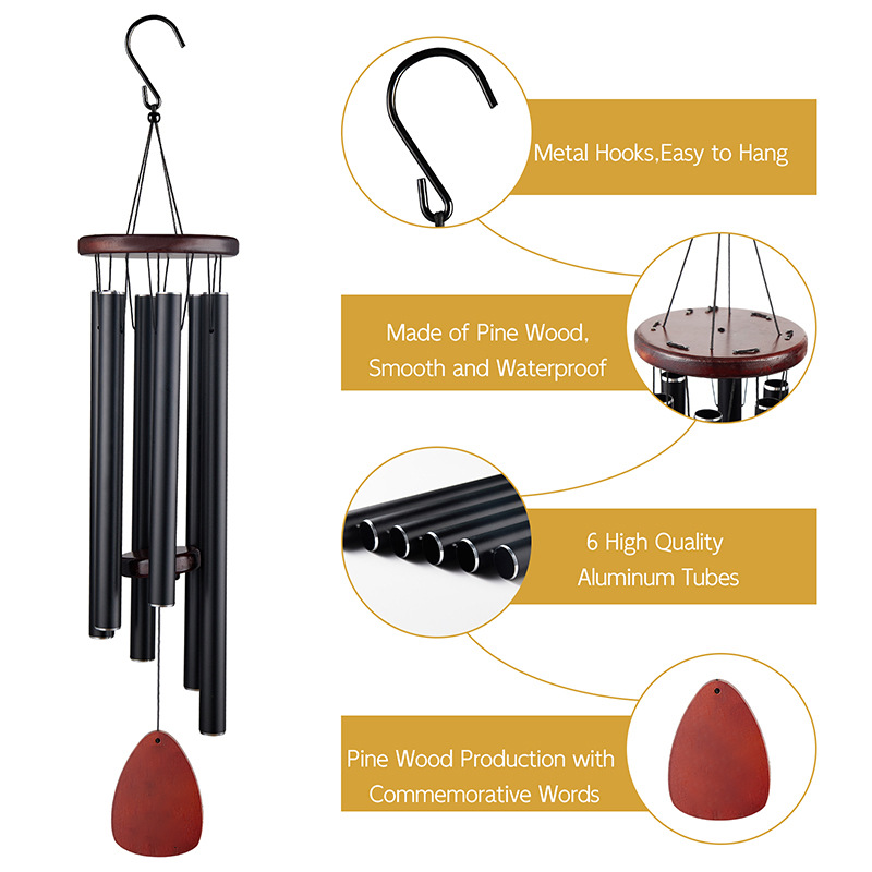 アルミ製ウィンドチャイム 26インチ 風鈴 6管チャイム ホ - Wind Chime Tubular のレビューと価格