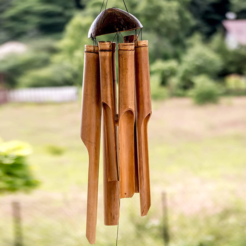 天然手作り竹管風鈴風鈴屋外屋内家庭菜園パティオツリー装飾装飾 - Wind Chime Tubular のレビューと価格