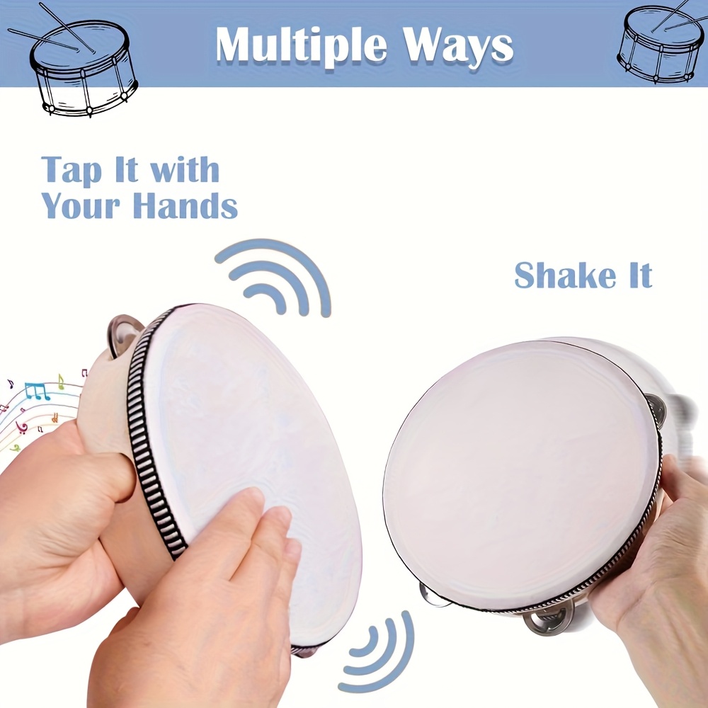 1/3 個木製タンバリン 6/8/10 インチハンドヘルドド - Musical Instrument Tambourine のレビューと価格