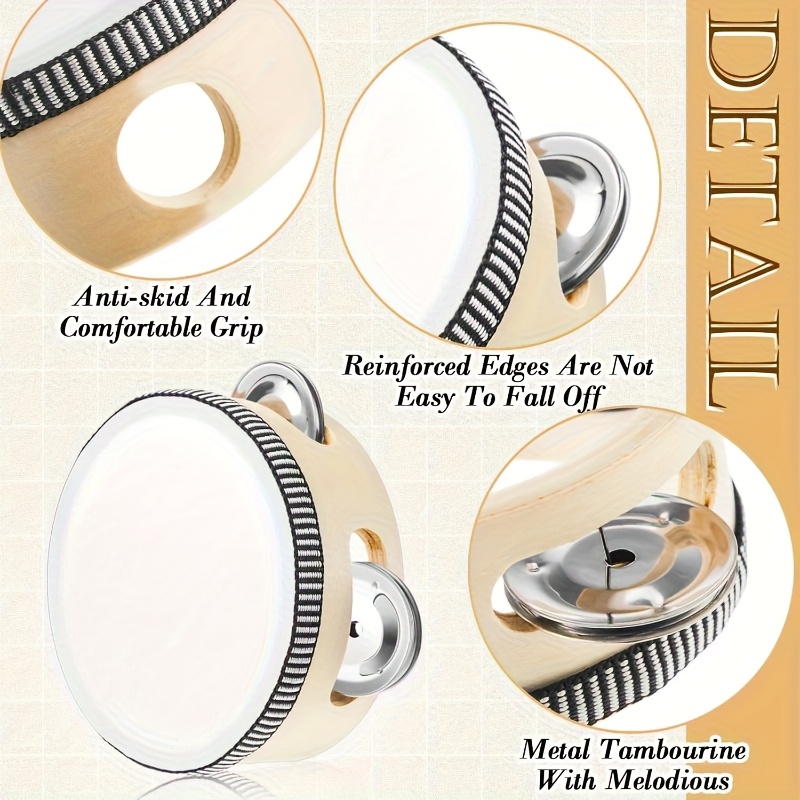1/3 個木製タンバリン 6/8/10 インチハンドヘルドド - Musical Instrument Tambourine のレビューと価格