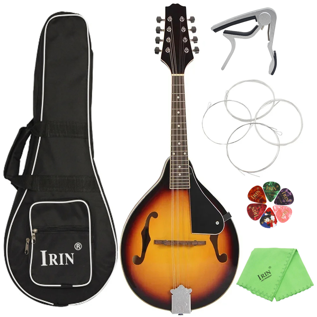 IRIN サンセット 8弦バスウッドエボニーマンドリンセット - Mandolin A Style のレビューと価格