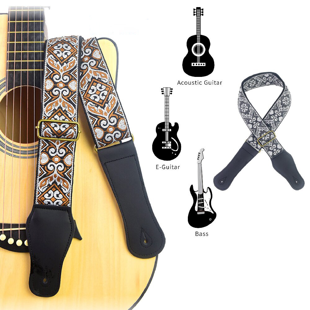 ギターストラップ刺繍プリントエスニックスタイル調節可能なギタ - Musical Instrument Types のレビューと価格