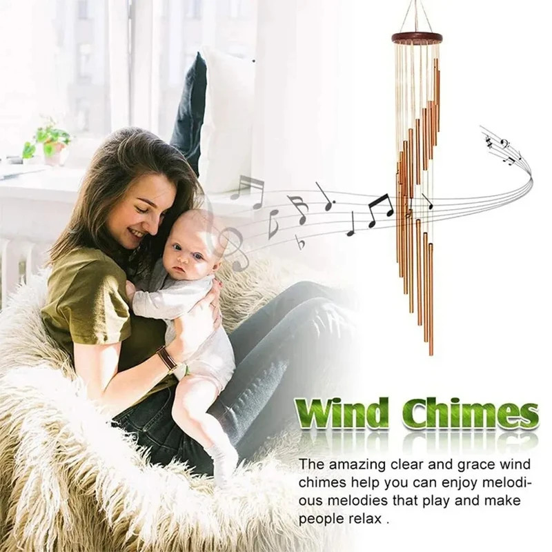 金属アルミニウムチューブ風鈴、フック付き、屋外ガーデン装飾、 - Wind Chime Tubular のレビューと価格